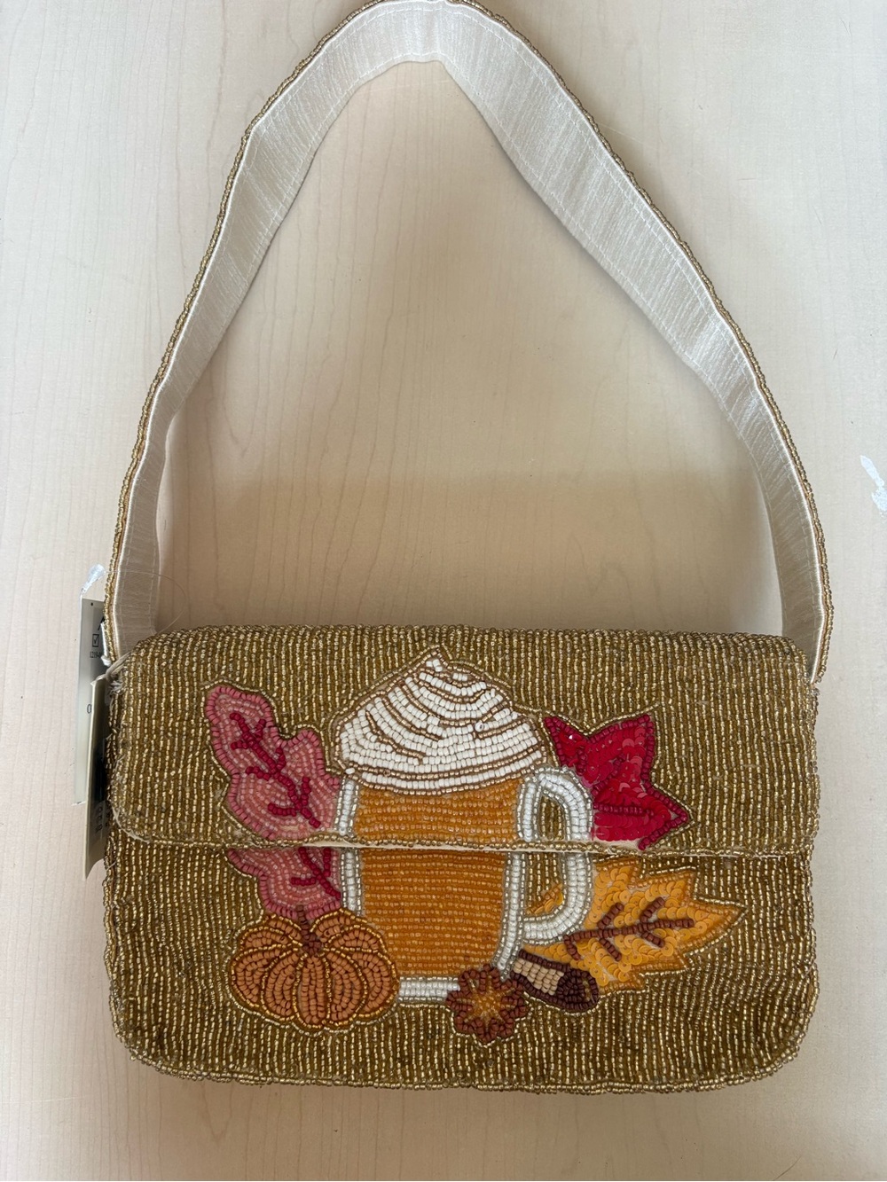 Pumpkin Spice Latte Beaded Bag